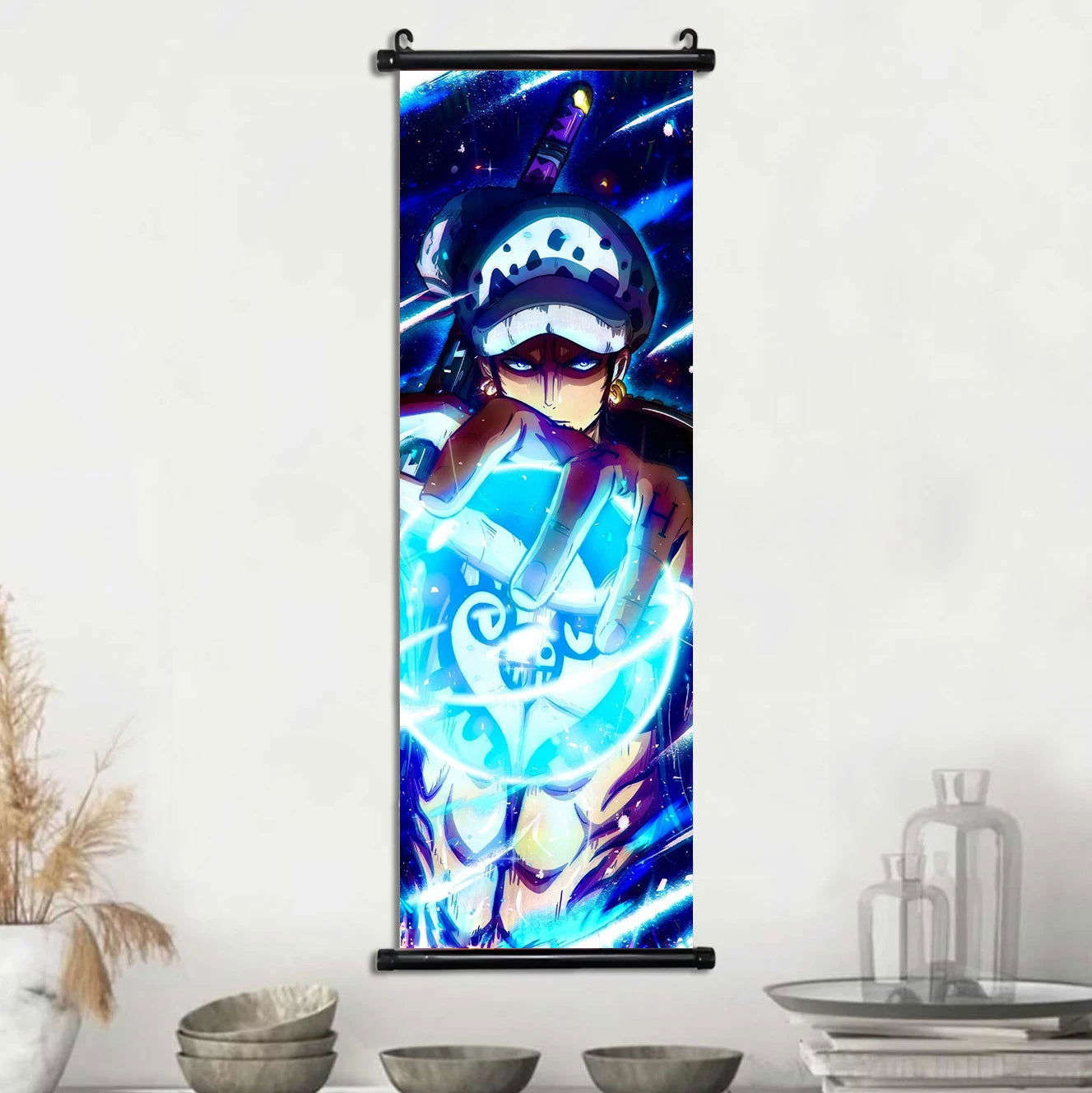 Anime ONE PIECE Poster Scrolls Wall Art, Sanji Roronoa Zoro Luffy Nami Canvas Prints Kids Room Decoration Hanging Scrolls