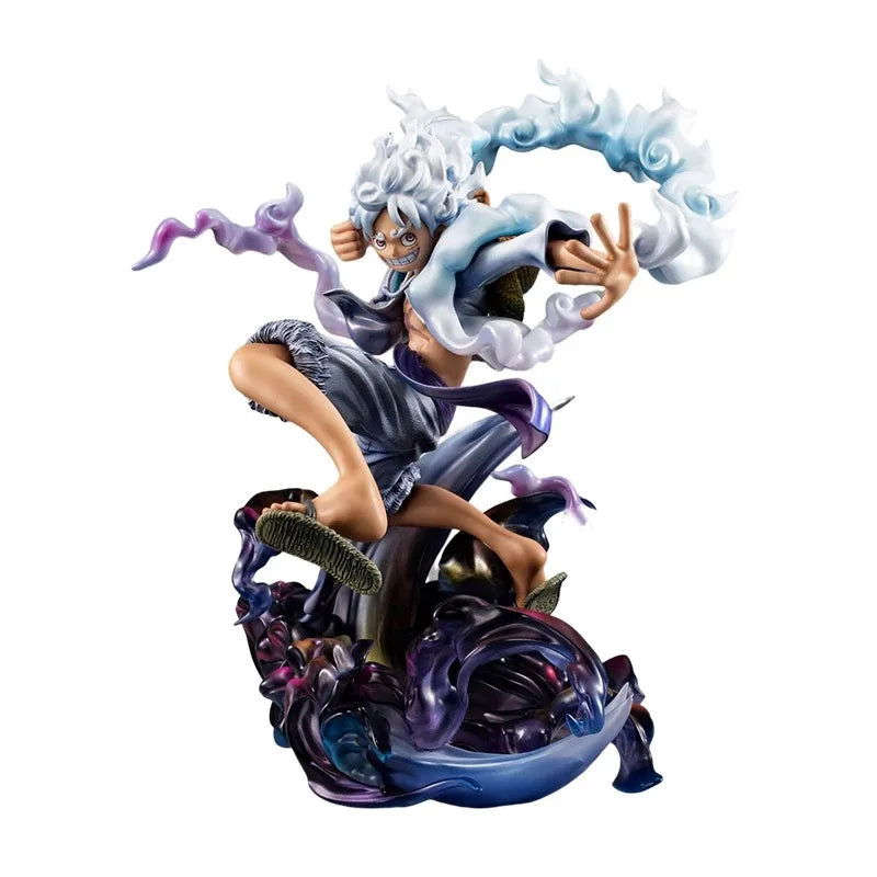 Anime One Piece Figure, Gear 5 Monkey D. Luffy Action Figurine, Sun God Nika Luffy Statue Toy Gifts 23 cm, 9 in