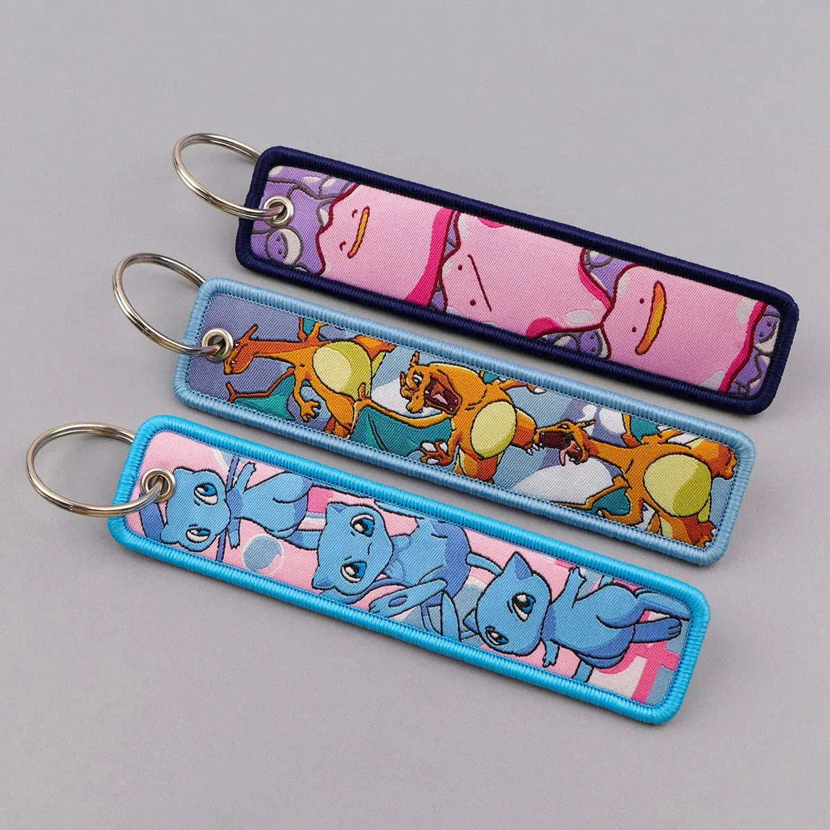 Anime Pokemon Key Chain Embroidery Key Fobs Cartoon Keychains for Car Key Ring Accessories