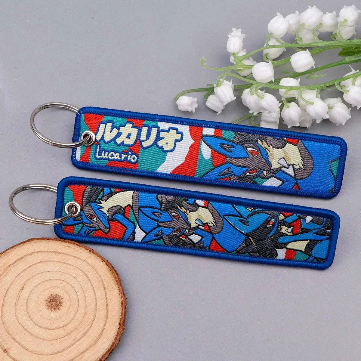 Anime Pokemon Key Chain Embroidery Key Fobs Cartoon Keychains for Car Key Ring Accessories