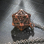 Multicolor Metal Hollow D20 Dice Necklace、Keychain + Mini DND Dice Set