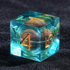 Basketball Core DND Dice Set Water Blue Transparent Resin + Gold Font