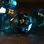 Aquamarine Multifaceted Glass Dice Set