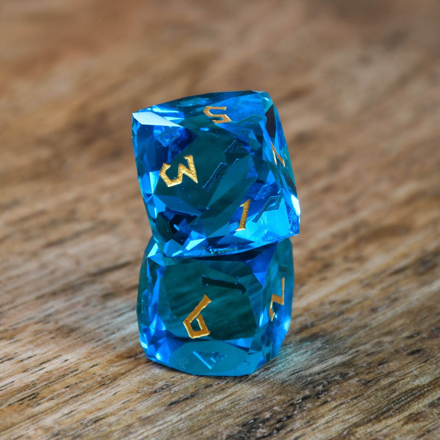 Aquamarine Multifaceted Glass Dice Set - 
