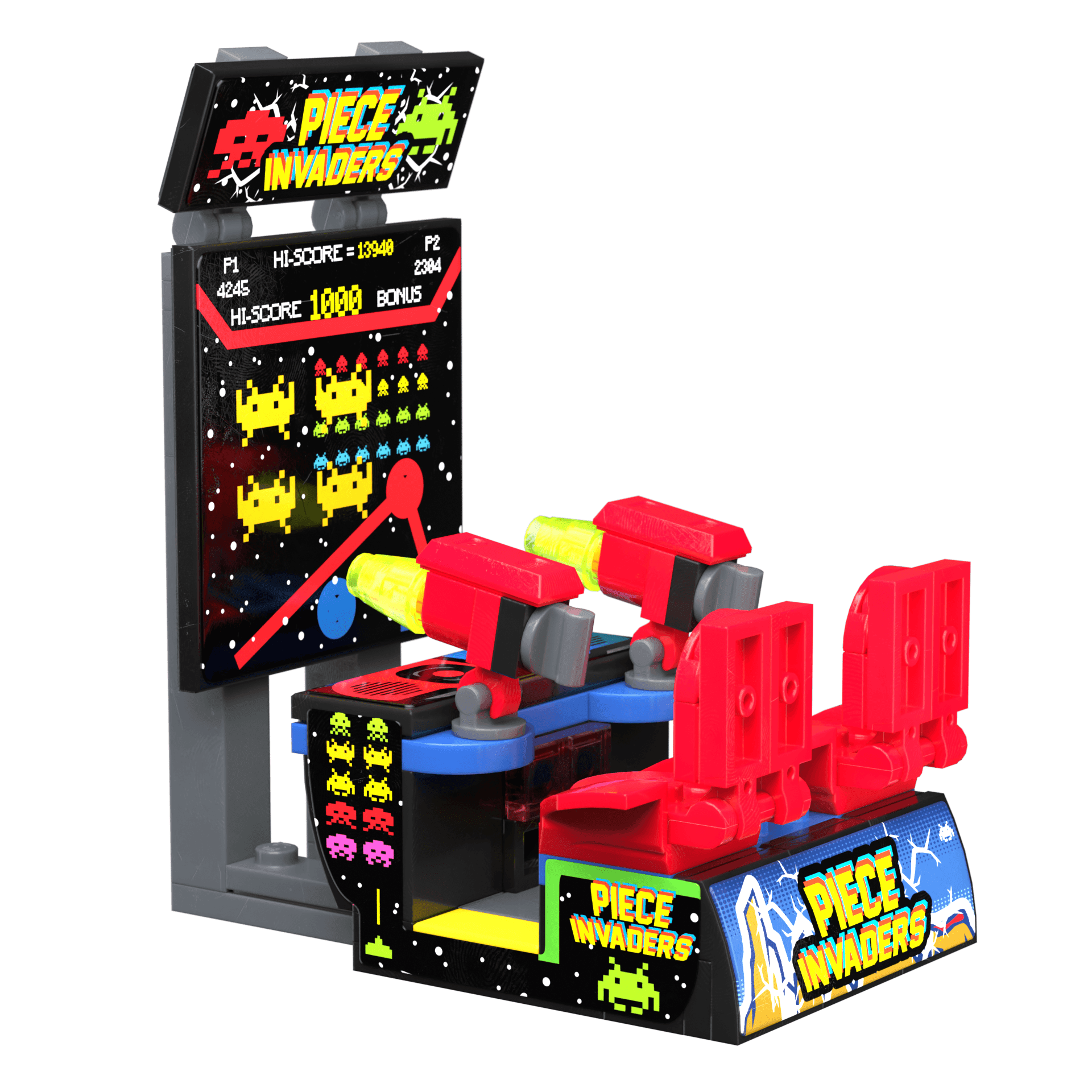 Big Screen Piece Invaders Arcade made using LEGO parts - B3 Customs - 
