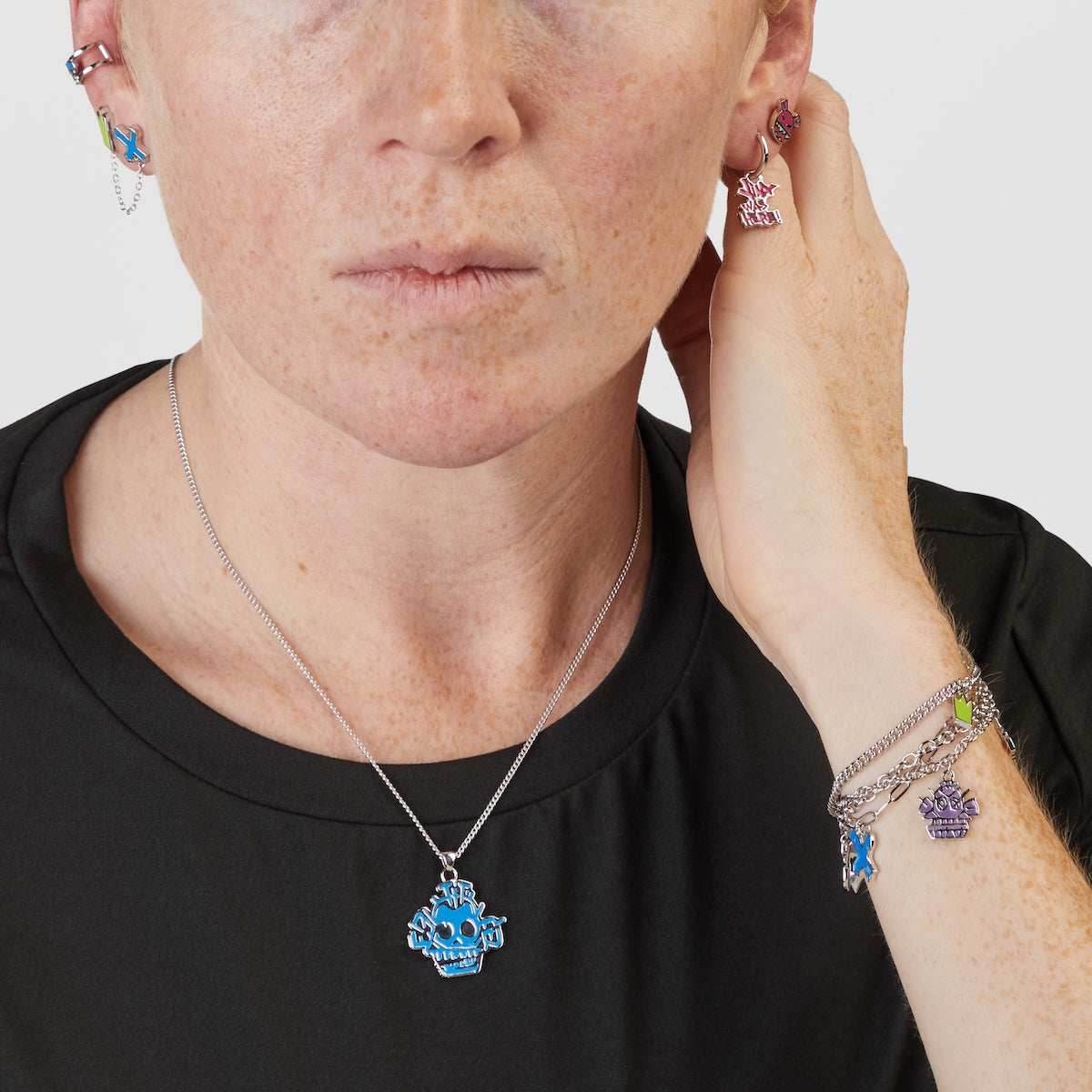 League of Legends X RockLove ARCANE Jinx Graffiti Earrings Set - 