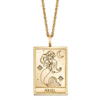 Disney X RockLove THE LITTLE MERMAID Ariel Tablet Necklace - Yellow Gold Plated