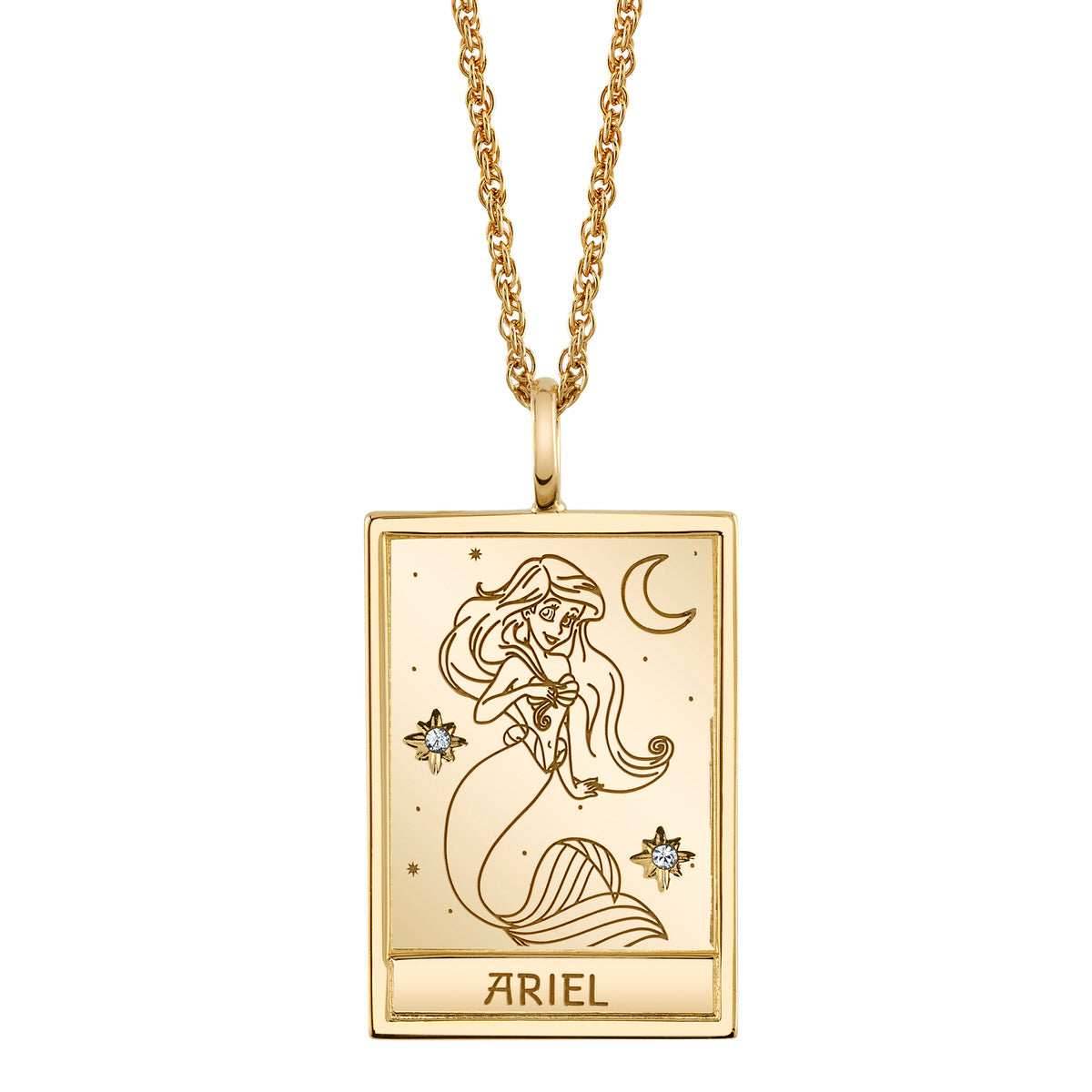 Disney X RockLove THE LITTLE MERMAID Ariel Tablet Necklace - Yellow Gold Plated