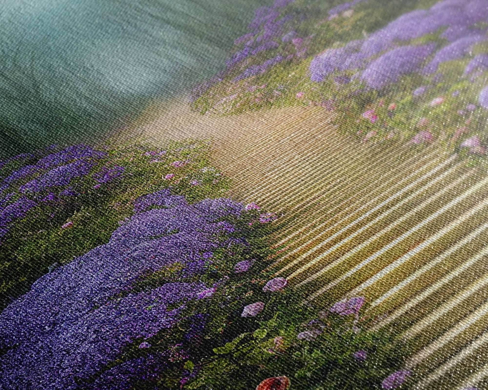 Lavender Lined Stairs Leading To The Haunted Forest, Fantasy Wall Art, framed canvas print, framed art - 8x12 Inches / Gallery Wrap Canvas - Ready To Hang