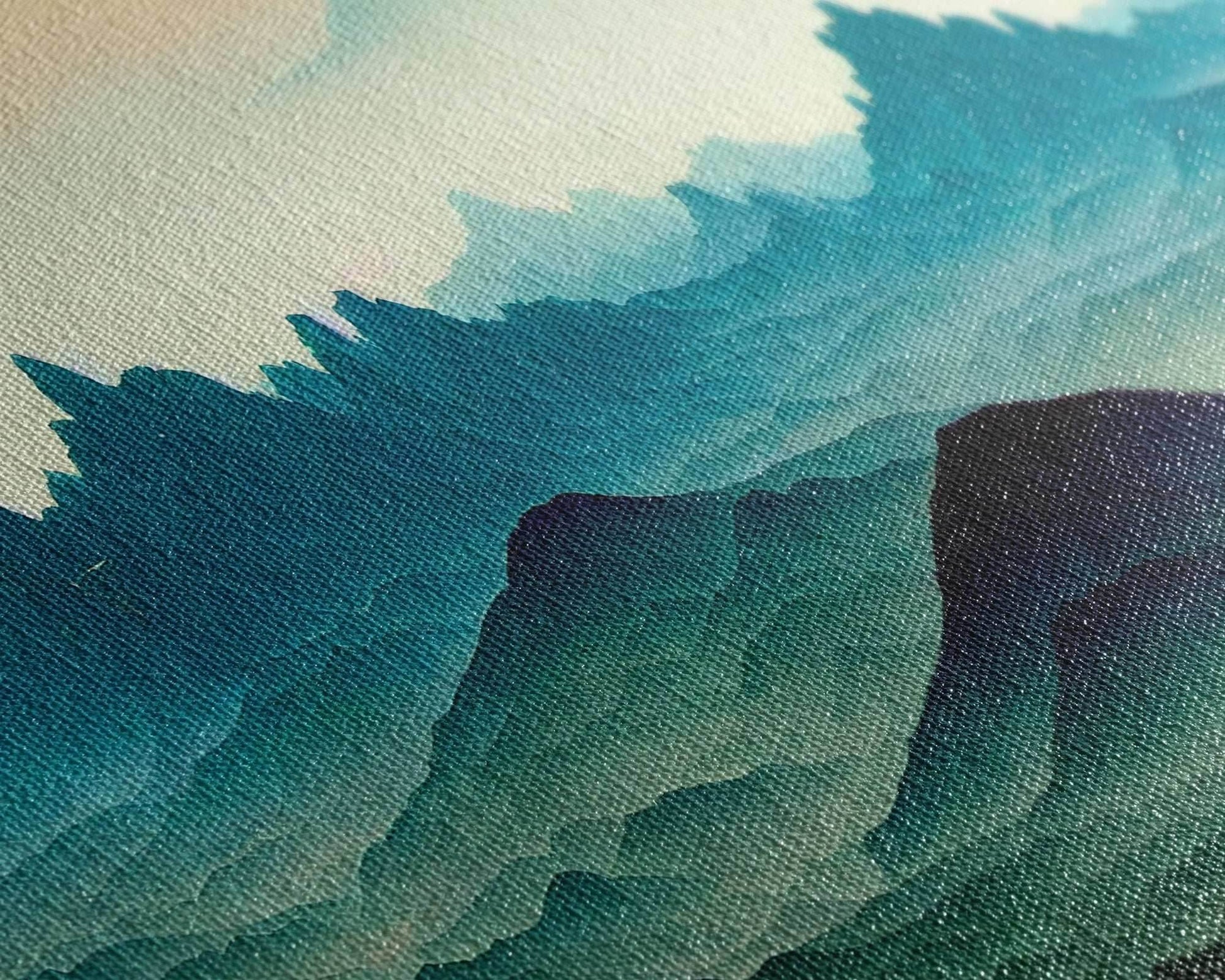 Emerald green rolling hills, fantasy mountains, 3 piece wall art, 3 piece canvas print, cool home wall decor - 8x12 In. - 3 Pieces / Stretched Canvas