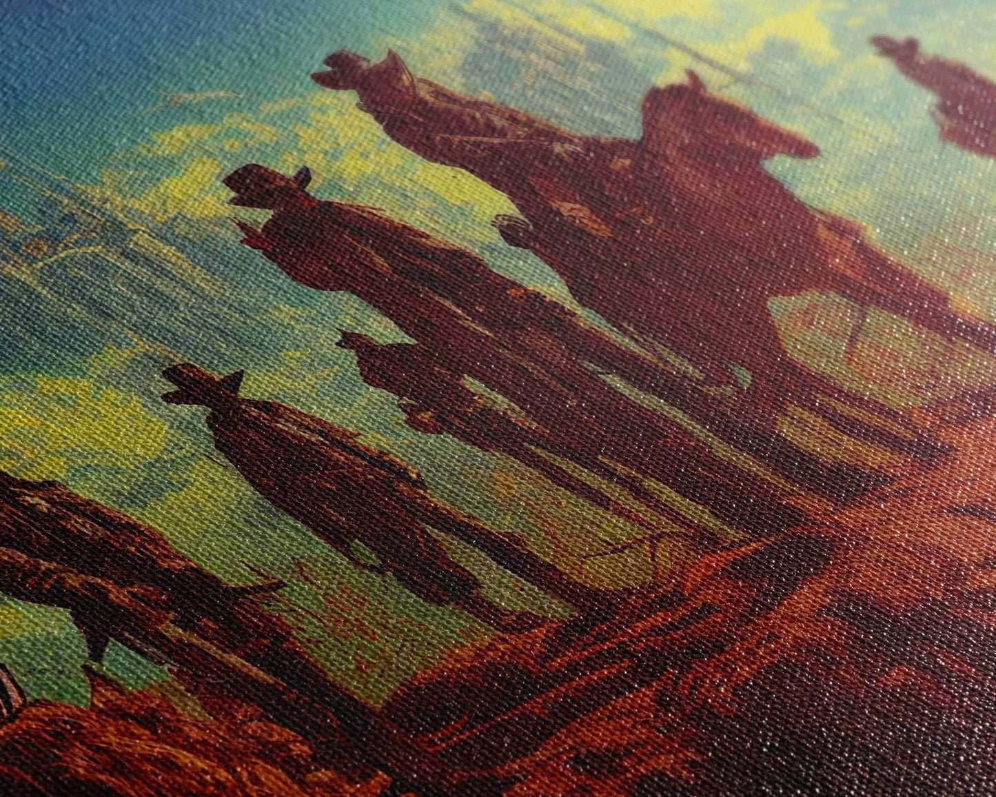 Space Cowboys, Wildwest Scifi Mashup Fantasy Art, framed canvas print, ready to hang framed wall art - 10x20 Inches / Gallery Wrap Canvas - Ready To Hang