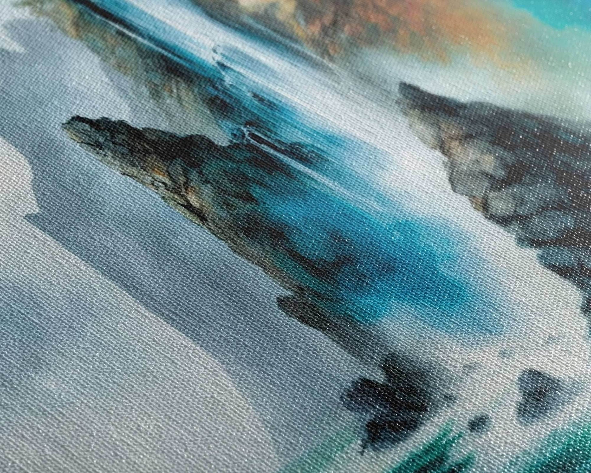 Fantasy Waterfall Canvas Print - Panoramic Landscape Painting - Perfect for Living Room and Bedroom Decor - 10x30 Inches / Gallery Wrap Canvas - Ready To Hang