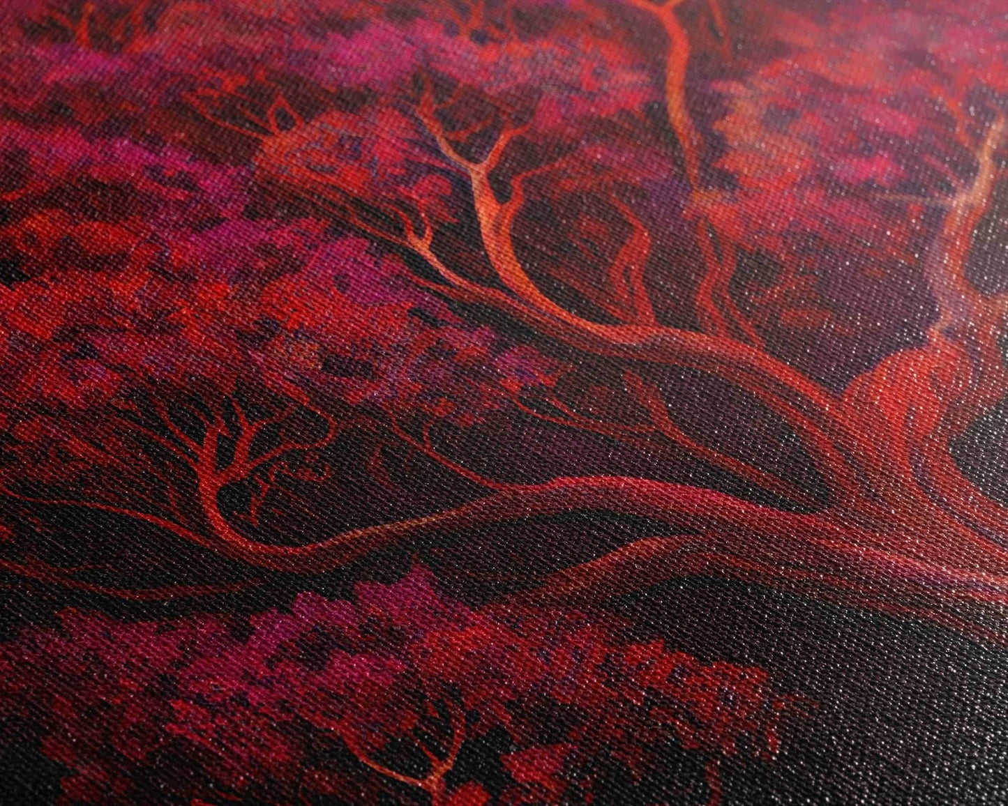 Blood red tree, fantasy horror art, framed canvas print - 10x20 Inches / Gallery Wrap Canvas - Ready To Hang