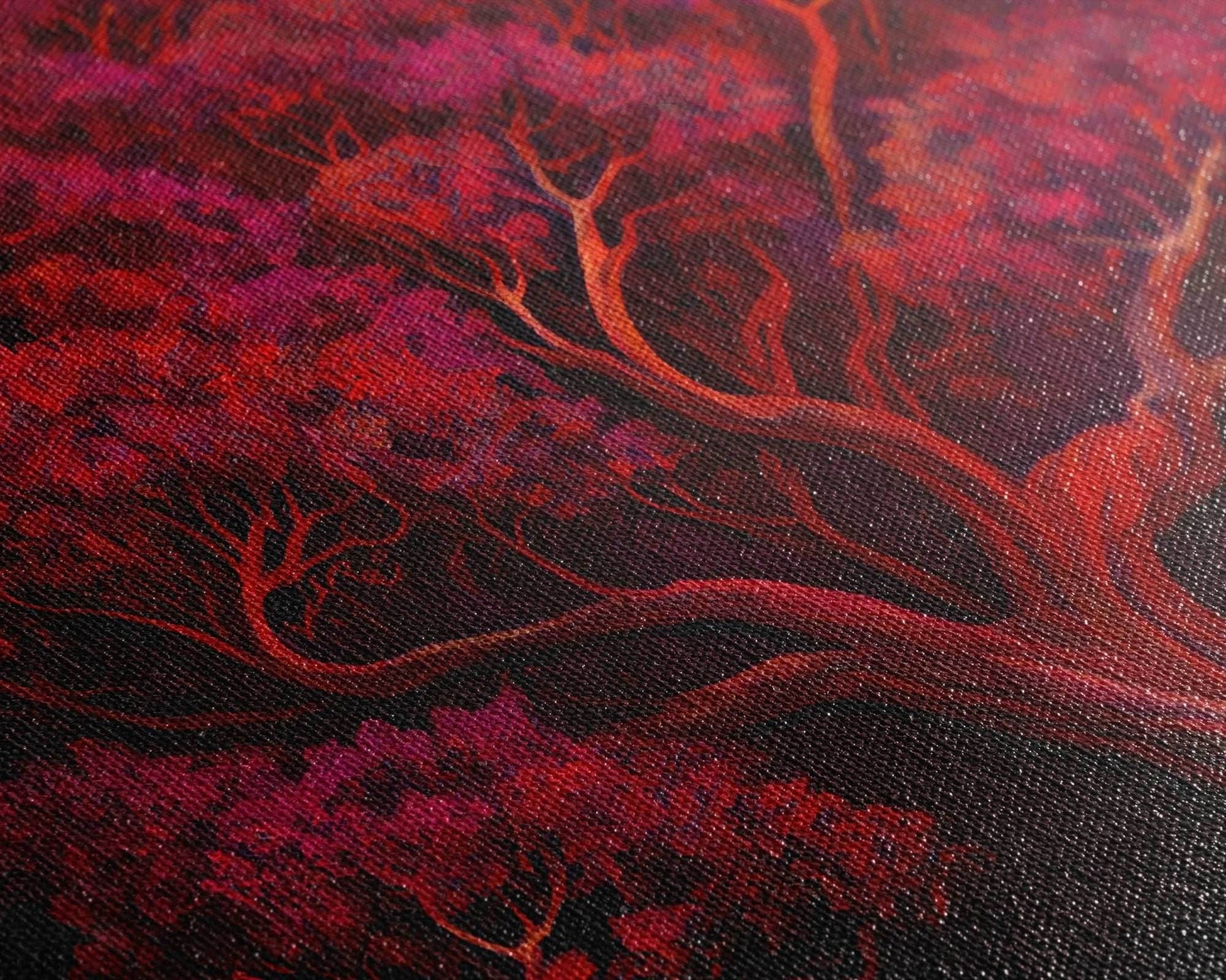 Blood red tree, fantasy horror art, framed canvas print - 10x20 Inches / Gallery Wrap Canvas - Ready To Hang