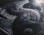 Black and white fantasy dragon, framed canvas print - 8x12 Inches / Gallery Wrap Canvas - Ready To Hang