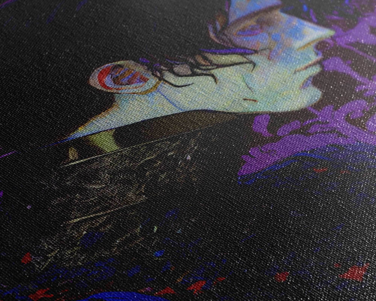 Portrait off the black knight, purple fantasy art, framed canvas print wall art - 8x12 Inches / Gallery Wrap Canvas - Ready To Hang