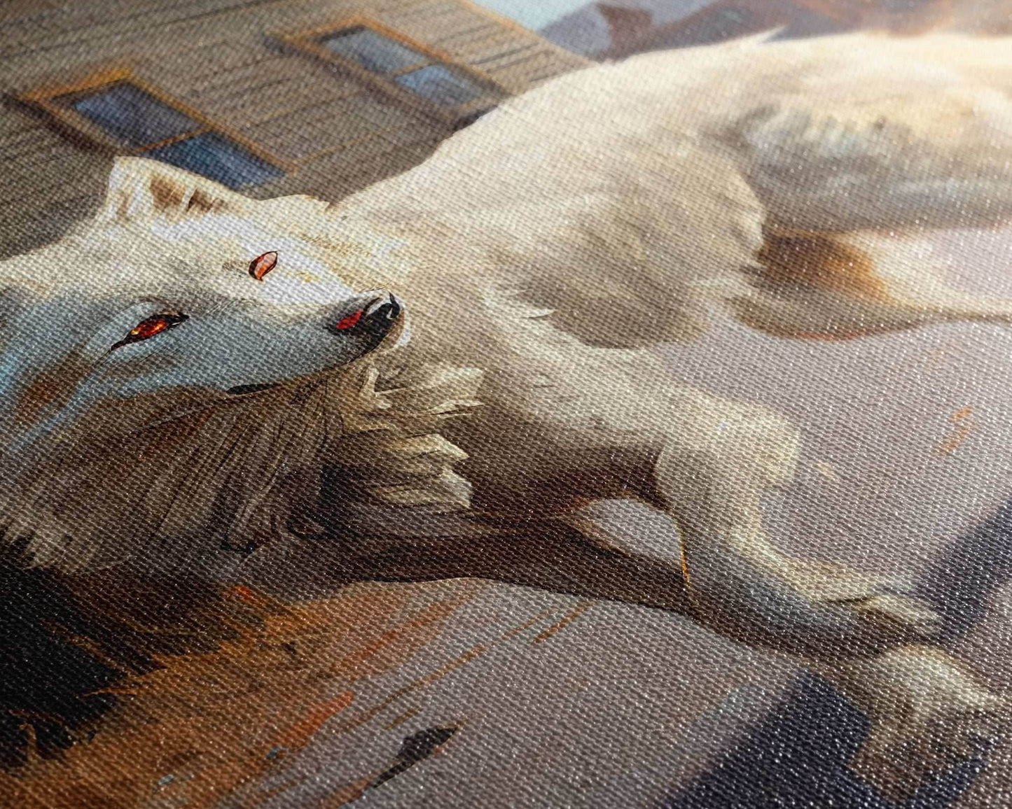 Wildwest Dire Wolf, fantasy art, framed canvas print - 8x12 Inches / Gallery Wrap Canvas - Ready To Hang