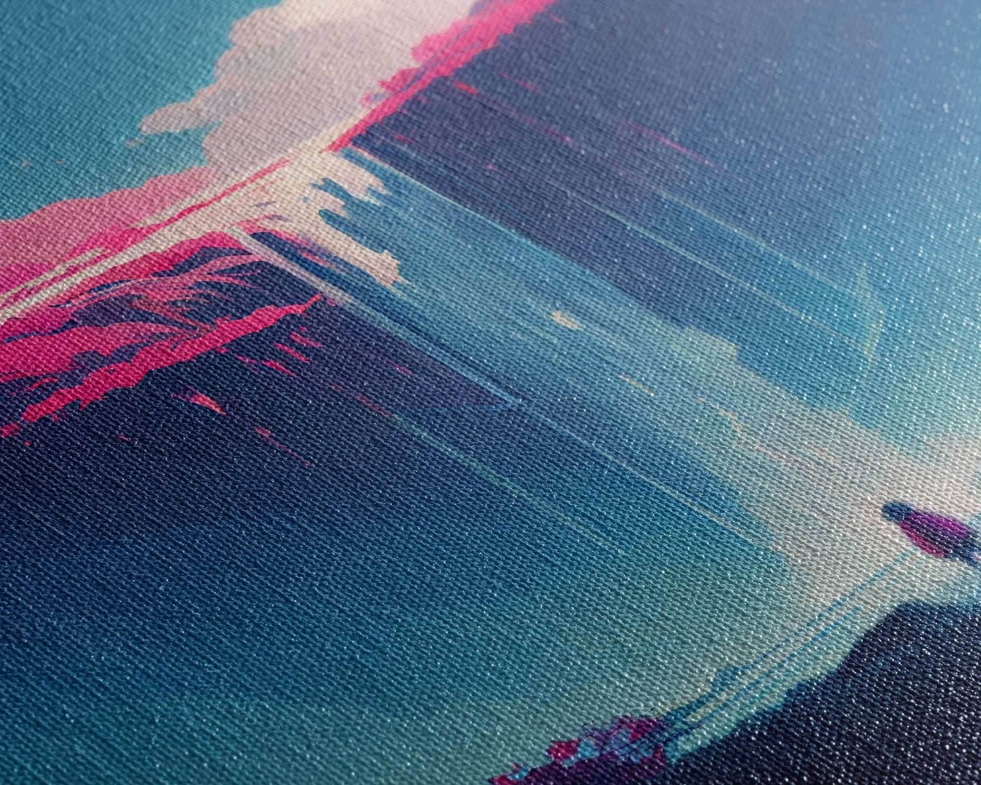 Mystical Fantasy Waterfall Purple Blue Wall Art Canvas Print - Vibrant Colorful Nature Scene Artwork - 8x12 Inches / Gallery Wrap Canvas - Ready To Hang