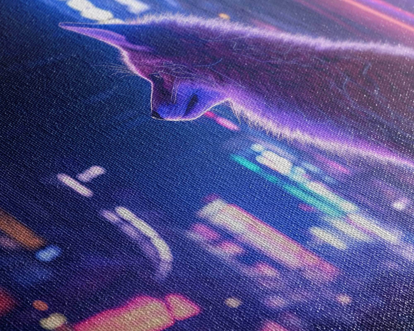 Alley Fox, Cyberpunk city, framed canvas print, urban decay art - 8x12 Inches / Gallery Wrap Canvas - Ready To Hang