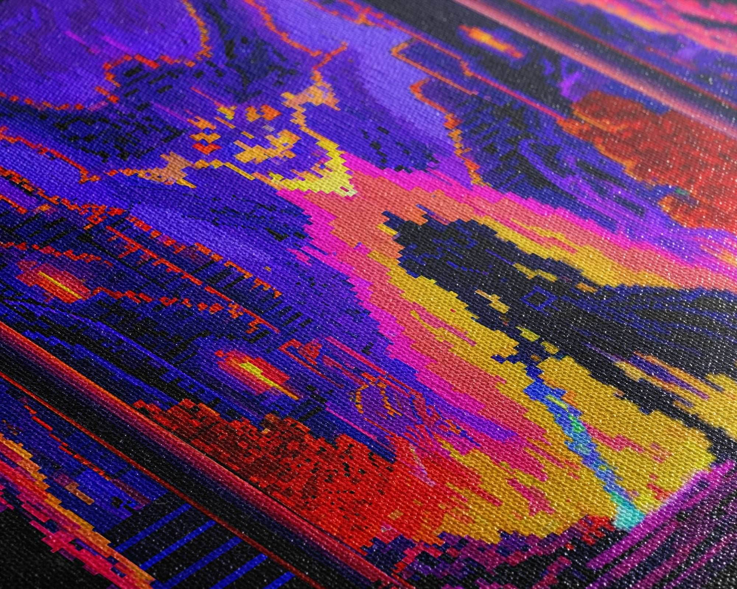 8 bit Pixel art, RPG video game concept art, Paladin faces the Dragon, synthwave style, framed canvas print - 8x12 Inches / Gallery Wrap Canvas - Ready To Hang