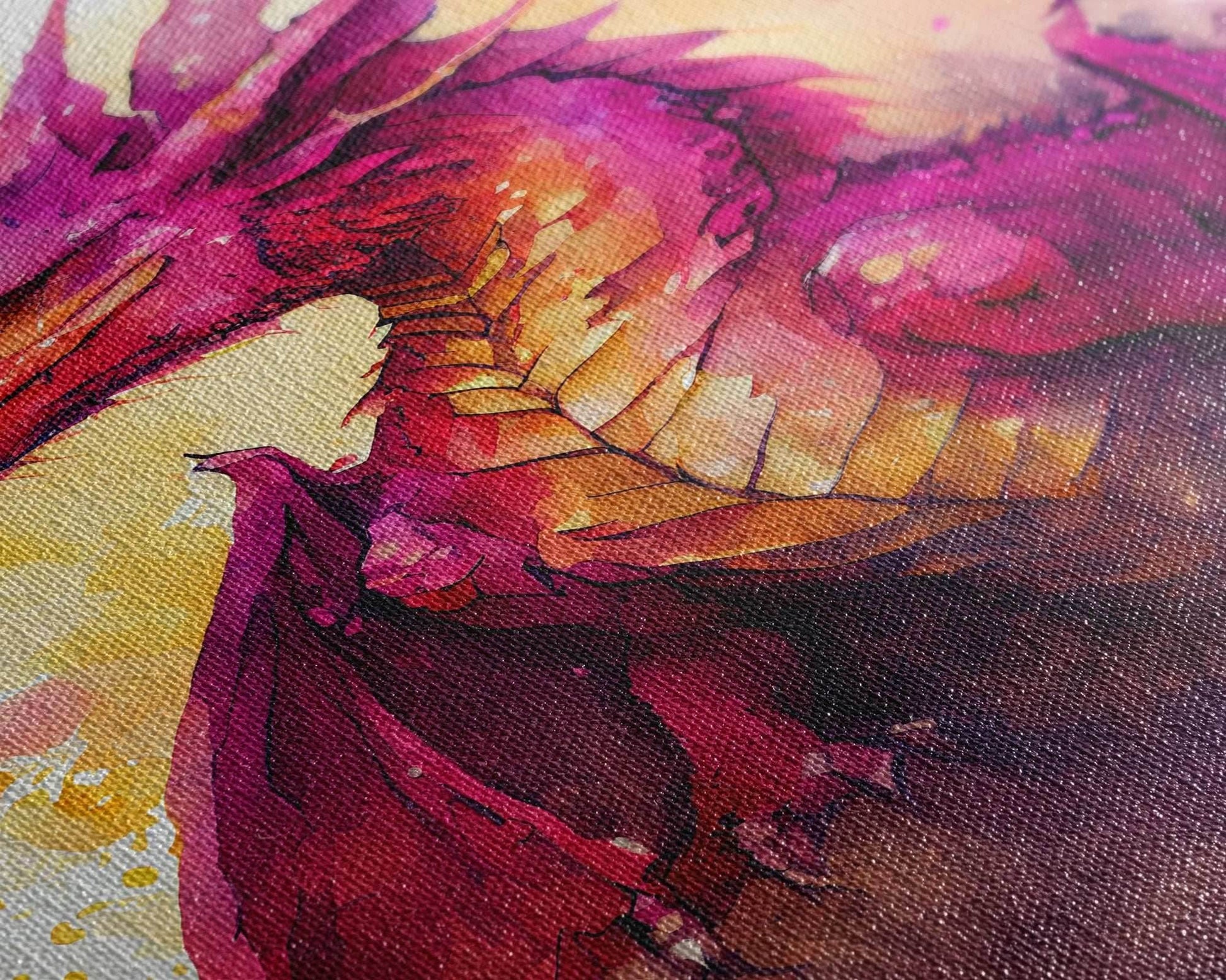 Magenta Purple Watercolor Dragon Fantasy Fine Art Print, Wall Decor, Wall Poster, Wall Art Print - 8x12 Inches / Gallery Wrap Canvas - Ready To Hang