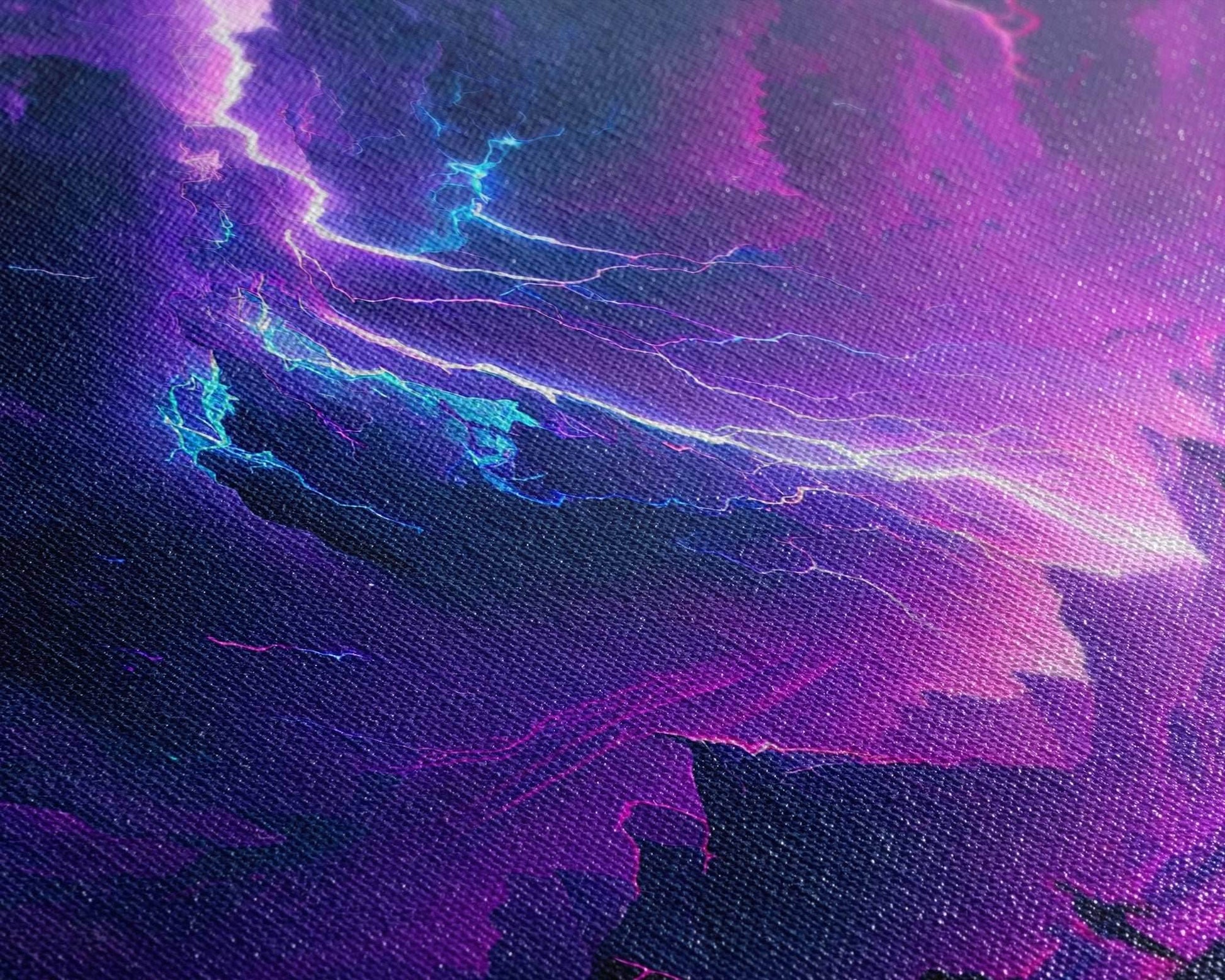 The Lightning Storm, framed canvas print, synthwave style fantasy art - 8x12 Inches / Gallery Wrap Canvas - Ready To Hang
