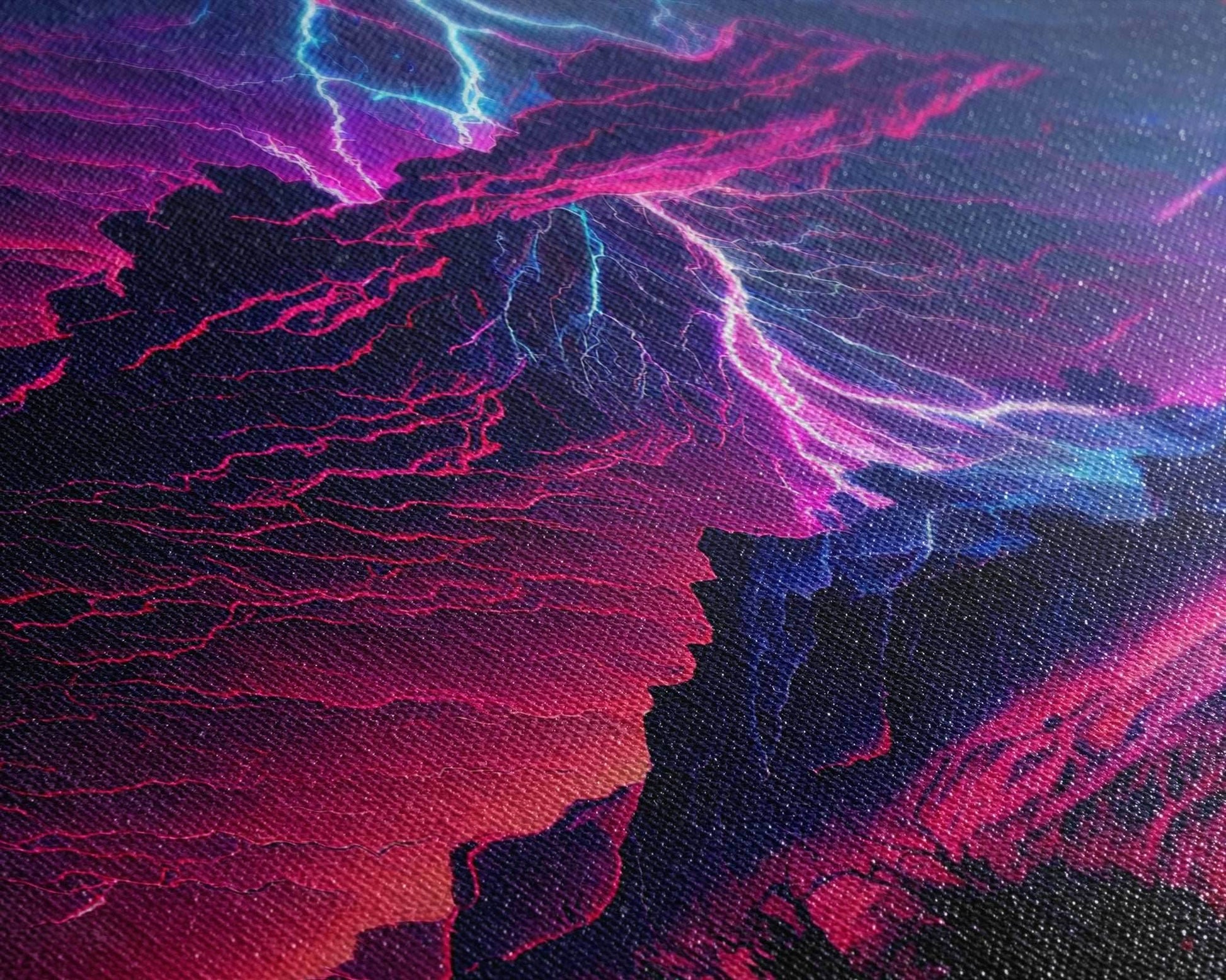 The Thunder Storm, framed canvas print, synthwave style fantasy art - 8x12 Inches / Gallery Wrap Canvas - Ready To Hang