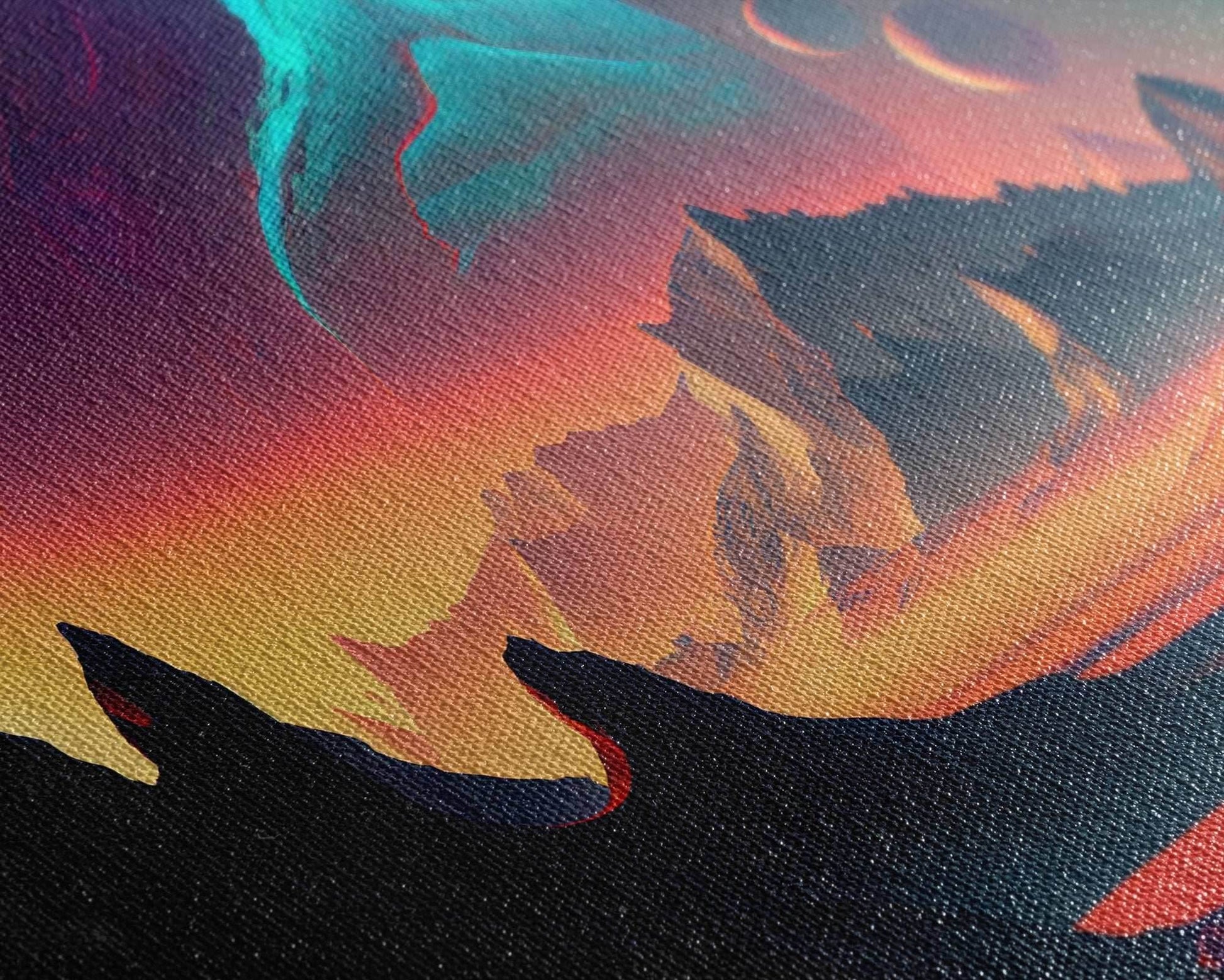 3 Moon Fantasy World, Retro Style Sci-Fi Art, Framed Canvas Print, Futuristic Art, Fantasy Decor - 8x12 Inches / Gallery Wrap Canvas - Ready To Hang