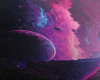 Alien Planet Fantasy Landscape Mountains Pink Voilet Fine Art Print, Wall Art Print, Wall Poster, Wall Décor - 8x12 Inches / Gallery Wrap Canvas - Ready To Hang