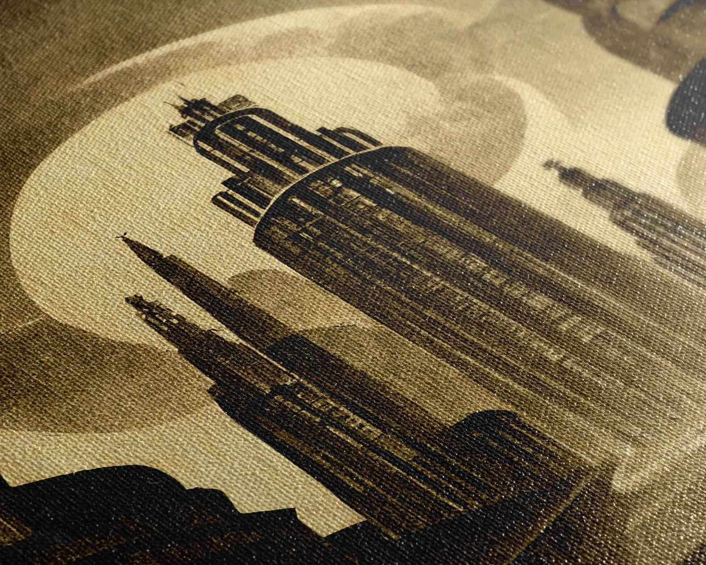 Dystopian Metropolis Art Deco Canvas Print, City Skyline, Fantasy Art, Art Deco Living Room Art, ready to hang wall art - 8x12 Inches / Gallery Wrap Canvas - Ready To Hang