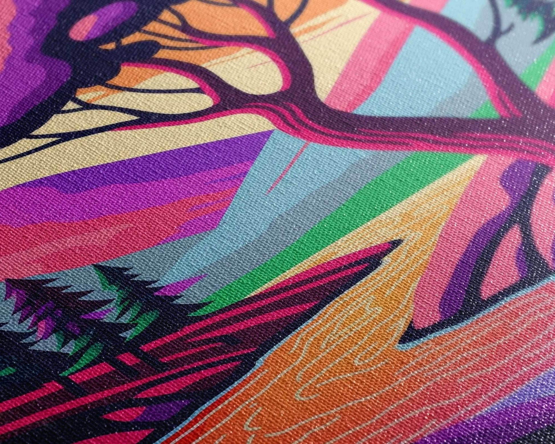 Surrealist Pop Art, Pink Fantasy Landscape Art, Framed Canvas Print - 8x12 Inches / Gallery Wrap Canvas - Ready To Hang