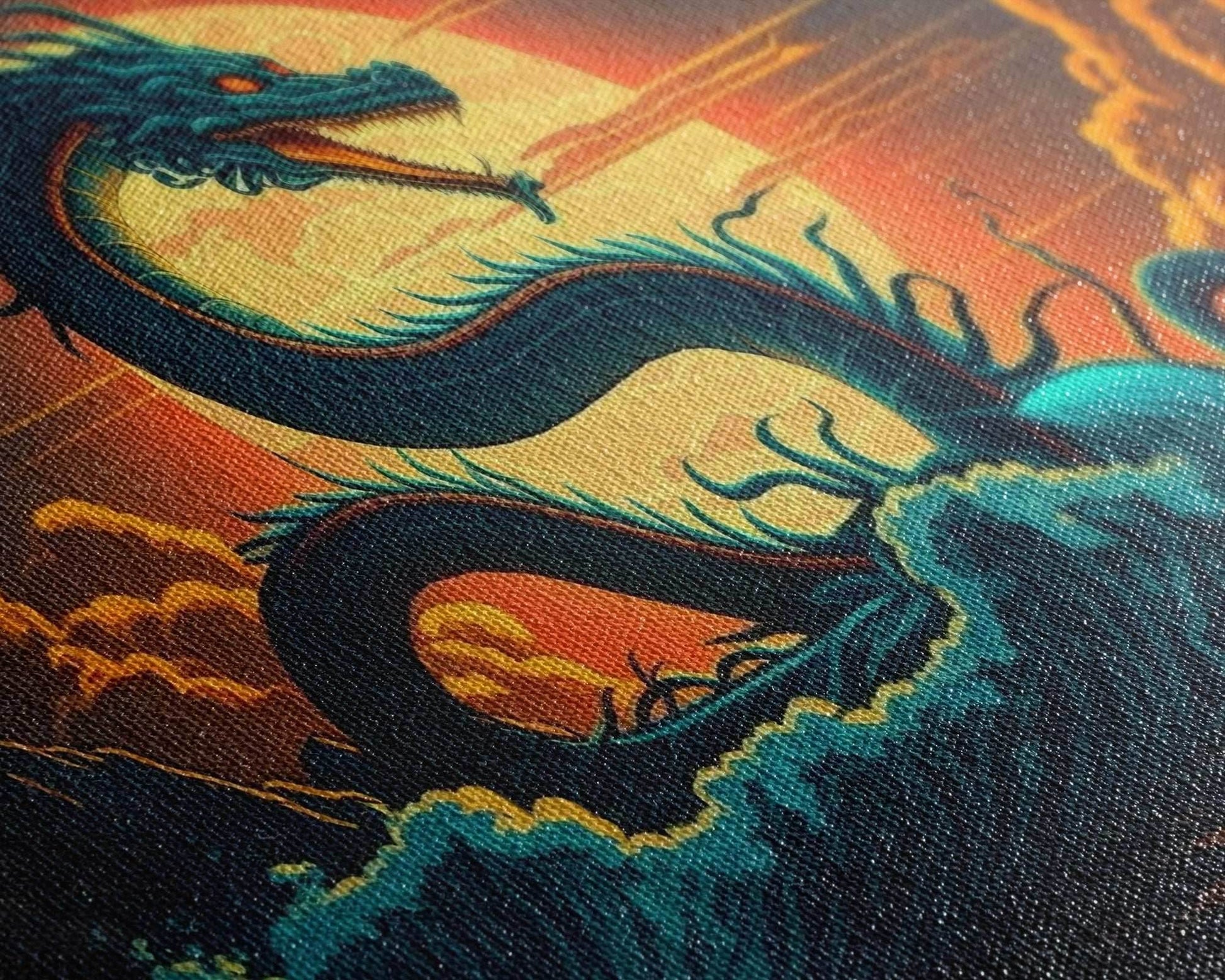 Jormungandr The Sea Serpent, Pop Art, Framed Canvas Print, Fantasy Art, Norse Mythology, Nordic / Viking Wall Art - 10x20 Inches / Gallery Wrap Canvas - Ready To Hang