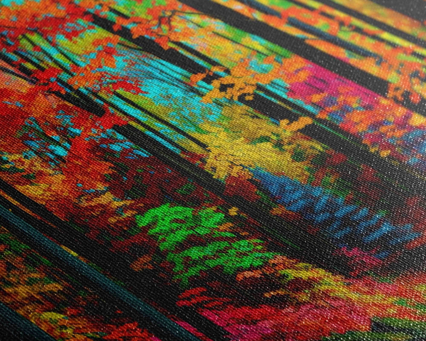 The Sacred Grove, Fantasy Art, Pop Art Forest Landscape, Framed Canvas Print, Colorful Forest Painting, Living Room Art - 10x20 Inches / Gallery Wrap Canvas - Ready To Hang