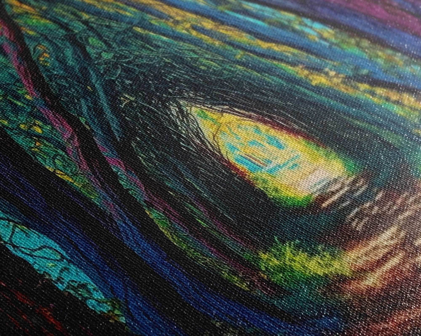 The Path through The Trees, Fantasy Art, Framed Canvas Print, RPG concept Art, Magical glowing forest - 10x20 Inches / Gallery Wrap Canvas - Ready To Hang