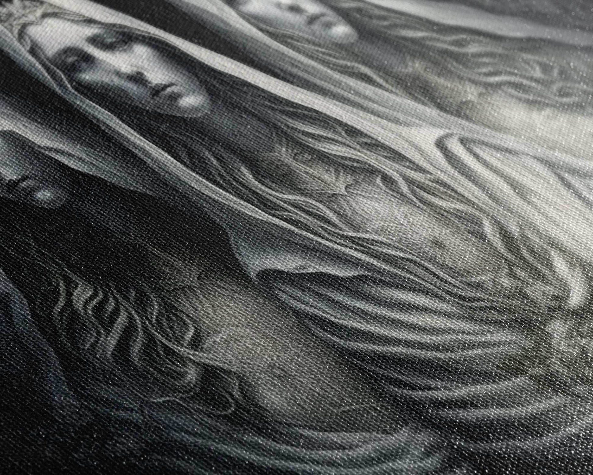 The Norns, Norse Mythology, Weavers of Fate, Framed Canvas Print, Urðr, Verðandi, and Skuld, Black and White Norse Fantasy Art - 10x20 Inches / Gallery Wrap Canvas - Ready To Hang