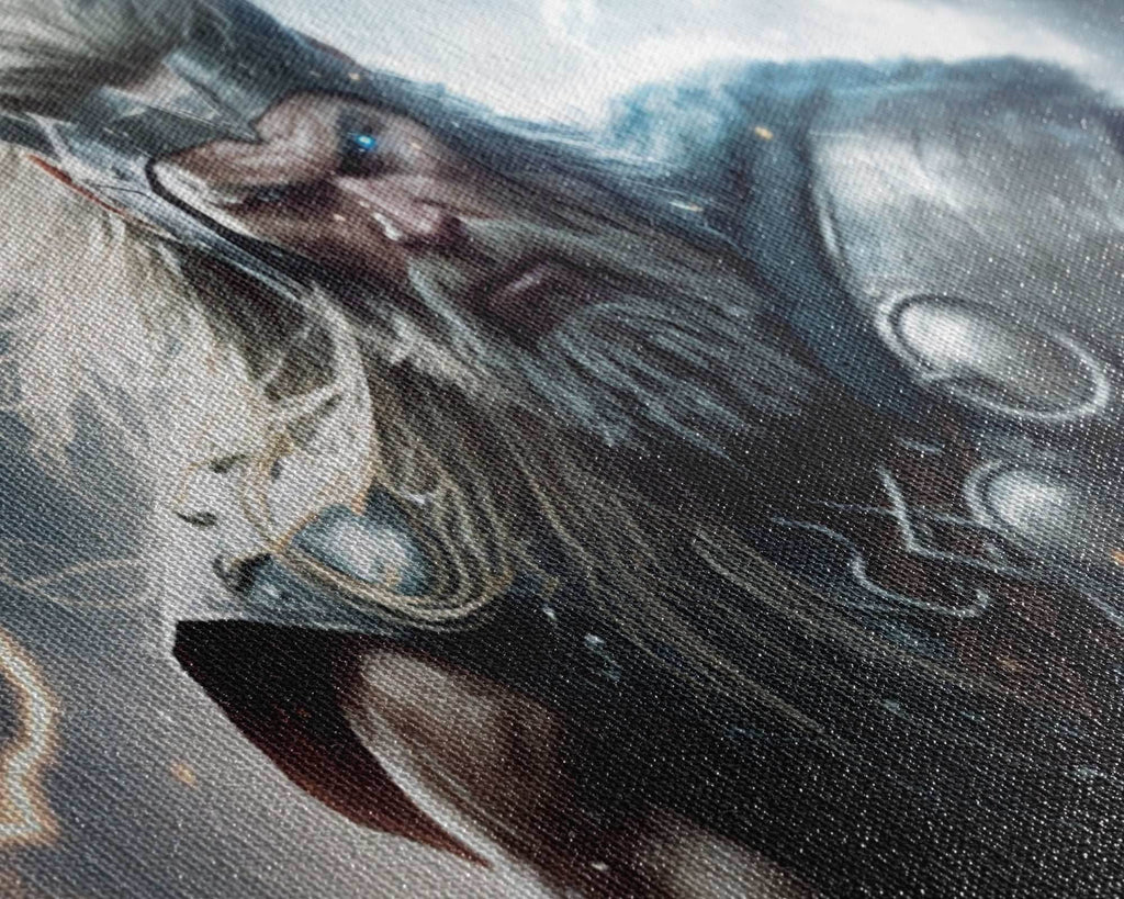 Thor Art, God of Thunder, Framed Canvas Print, Norse Mythology Art, Fantasy Art - 10x20 Inches / Gallery Wrap Canvas - Ready To Hang