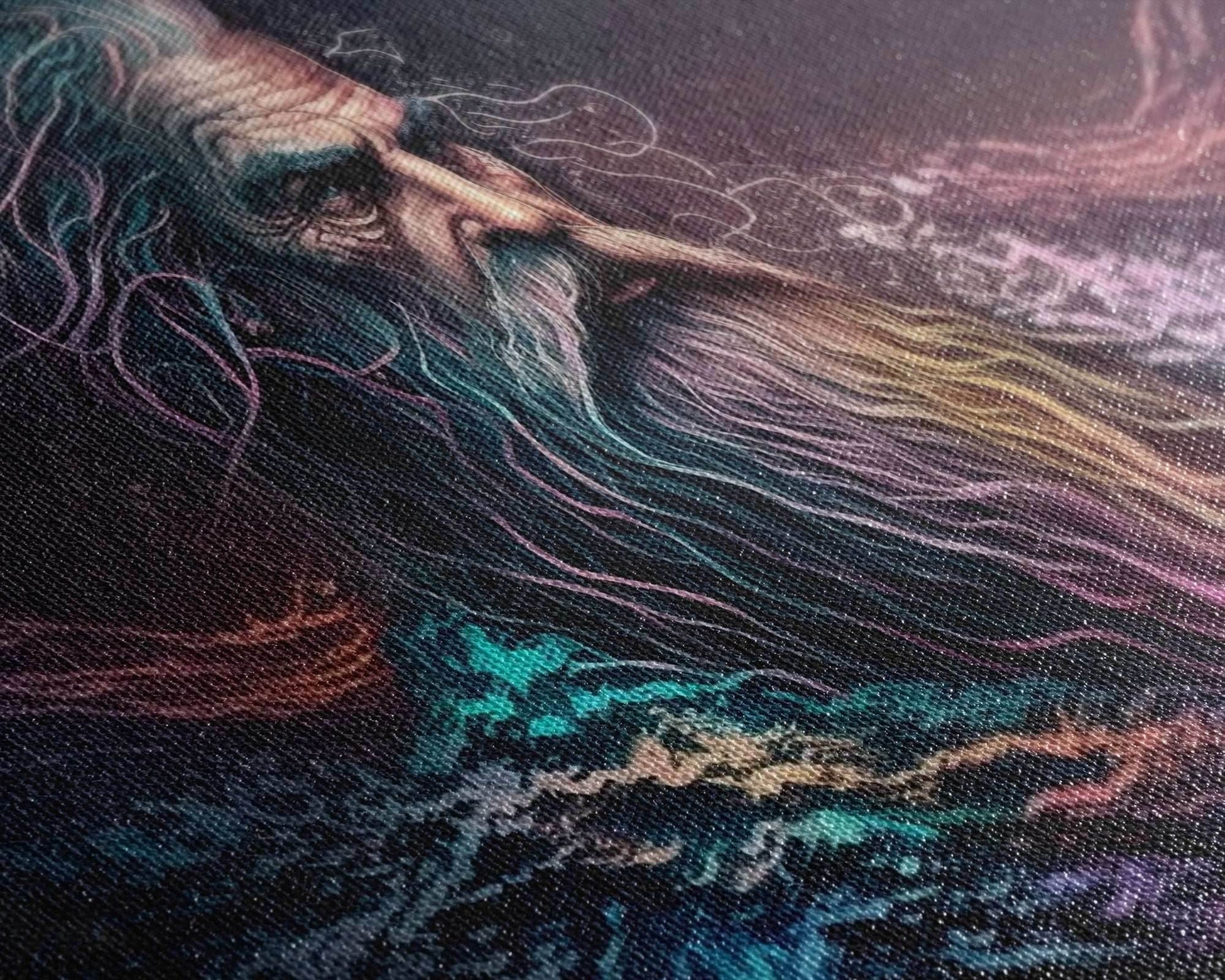 Aegir, God Of The Sea, Framed Canvas Print, Norse Mythology, Norse Art, Living Room Wall Art - 10x20 Inches / Gallery Wrap Canvas - Ready To Hang