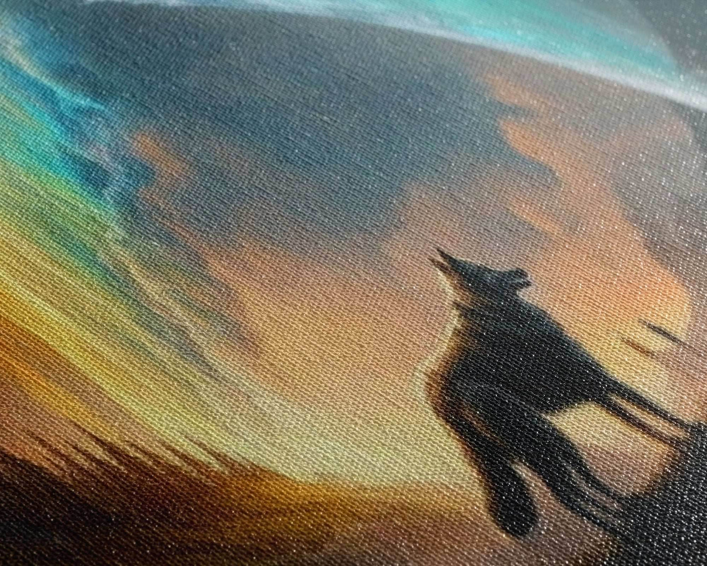 Fenrir, Mythological Wolf, With Bifrost. Norse Mythology Fantasy Art, Framed Canvas Print, Nordic Art - 10x20 Inches / Gallery Wrap Canvas - Ready To Hang