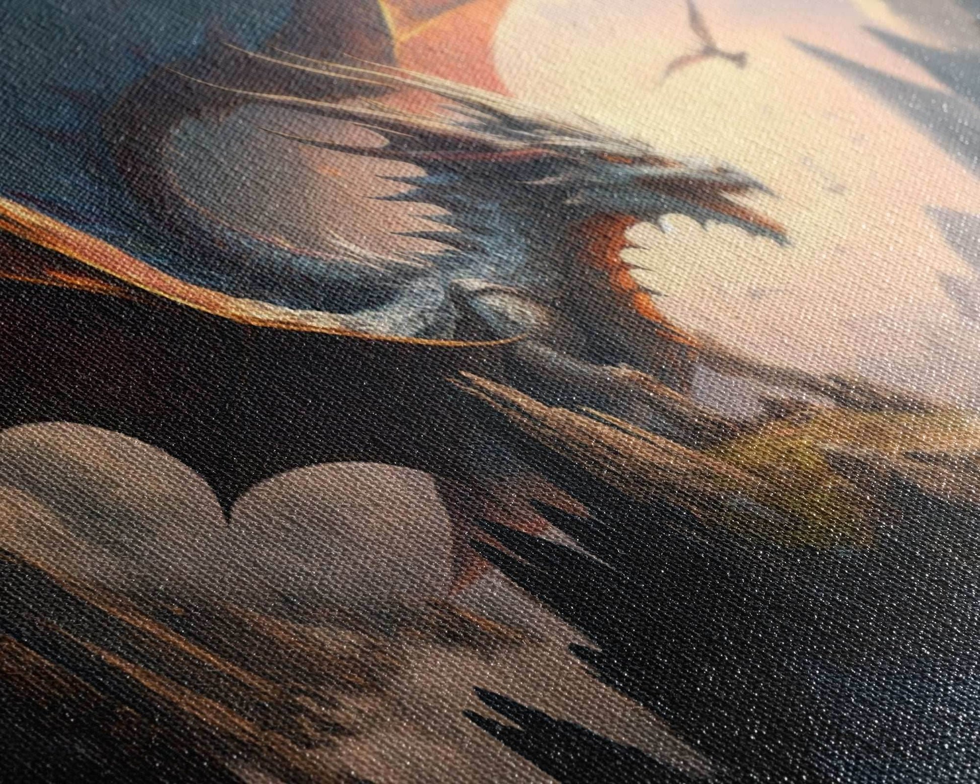 White Dragon on a Mountain Top, Fantasy Art, Framed Canvas Print, Medieval Fantasy Art, Fire breathing dragons - 10x20 Inches / Gallery Wrap Canvas - Ready To Hang