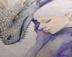 Dragon Painting Canvas Print, Dragon Art, Fantasy Art, Fantasy Painting Wall Art, Girl and Her Dragon, Dragon Girl - 8x12 Inches / Gallery Wrap Canvas - Ready To Hang