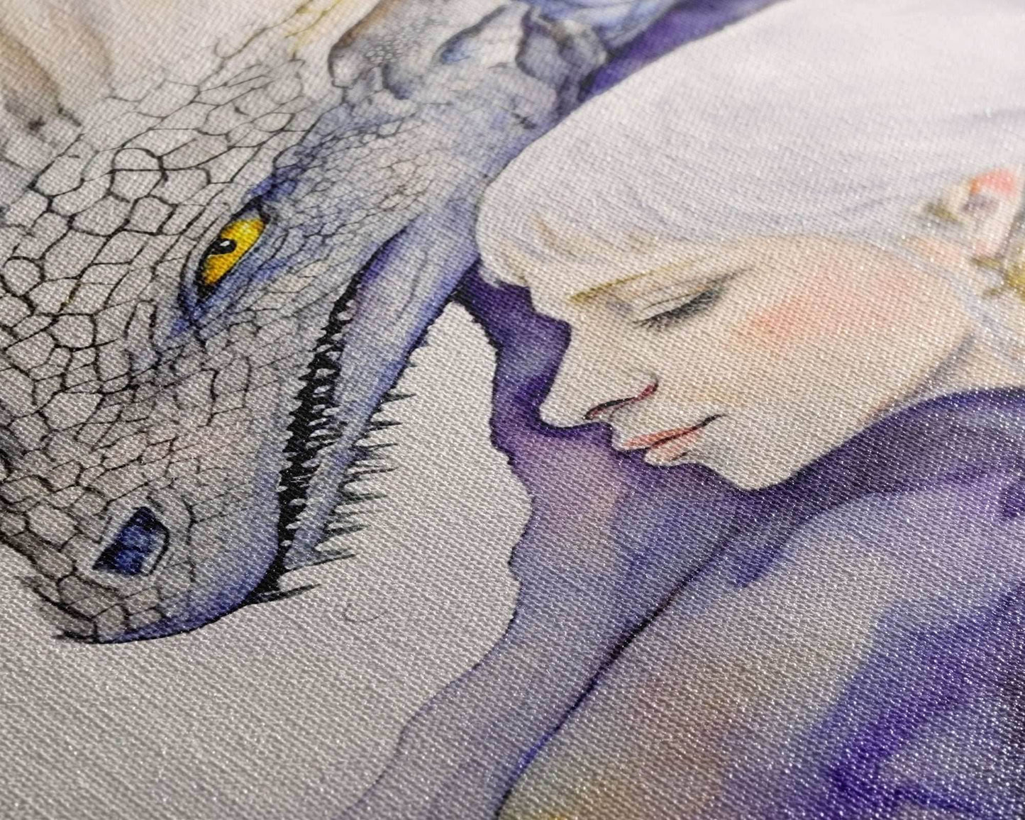 Dragon Painting Canvas Print, Dragon Art, Fantasy Art, Fantasy Painting Wall Art, Girl and Her Dragon, Dragon Girl - 8x12 Inches / Gallery Wrap Canvas - Ready To Hang