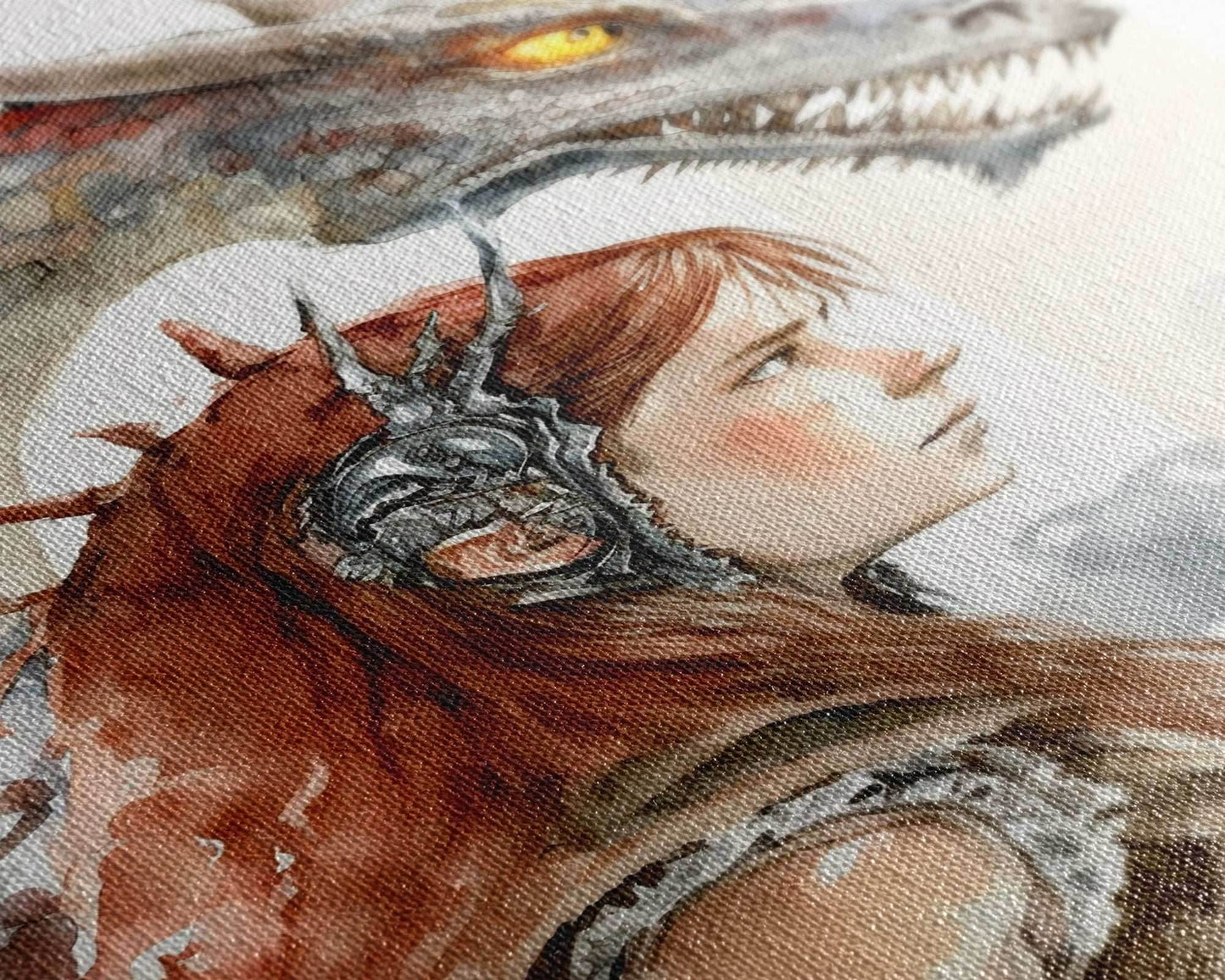 The Dragon Girl, Dragon Painting Canvas Print, Dragon Art, Fantasy Art, Fantasy Painting Wall Art, Girl and Her Dragon, Gamer Gift Wall Deco - 8x12 Inches / Gallery Wrap Canvas - Ready To Hang