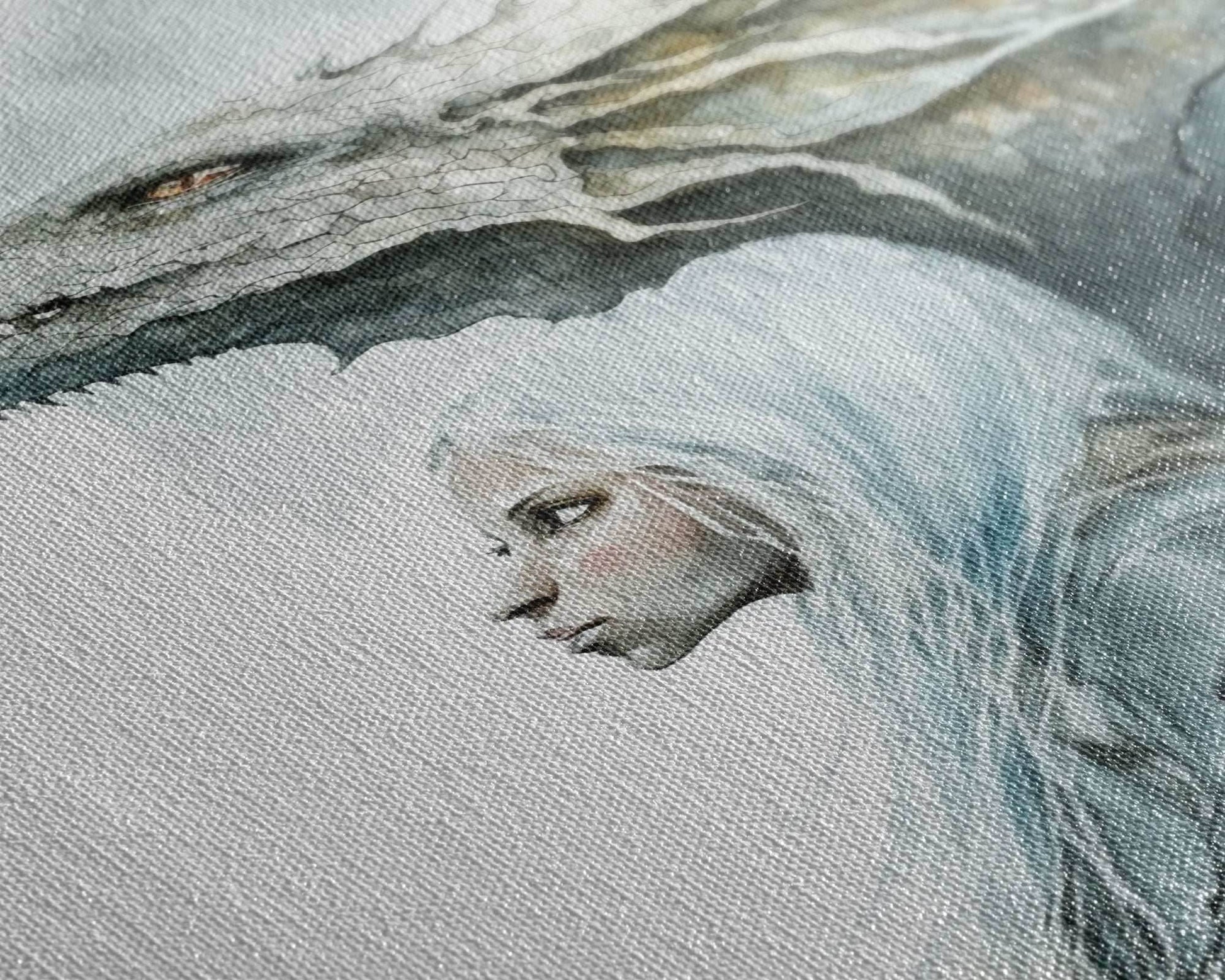 The Girl and Her Dragon, Wall Art, Fantasy Art, Art Print, Framed Canvas Art, Canvas Print, Gamer Decor, Gamer Girl Gift - 8x12 Inches / Gallery Wrap Canvas - Ready To Hang