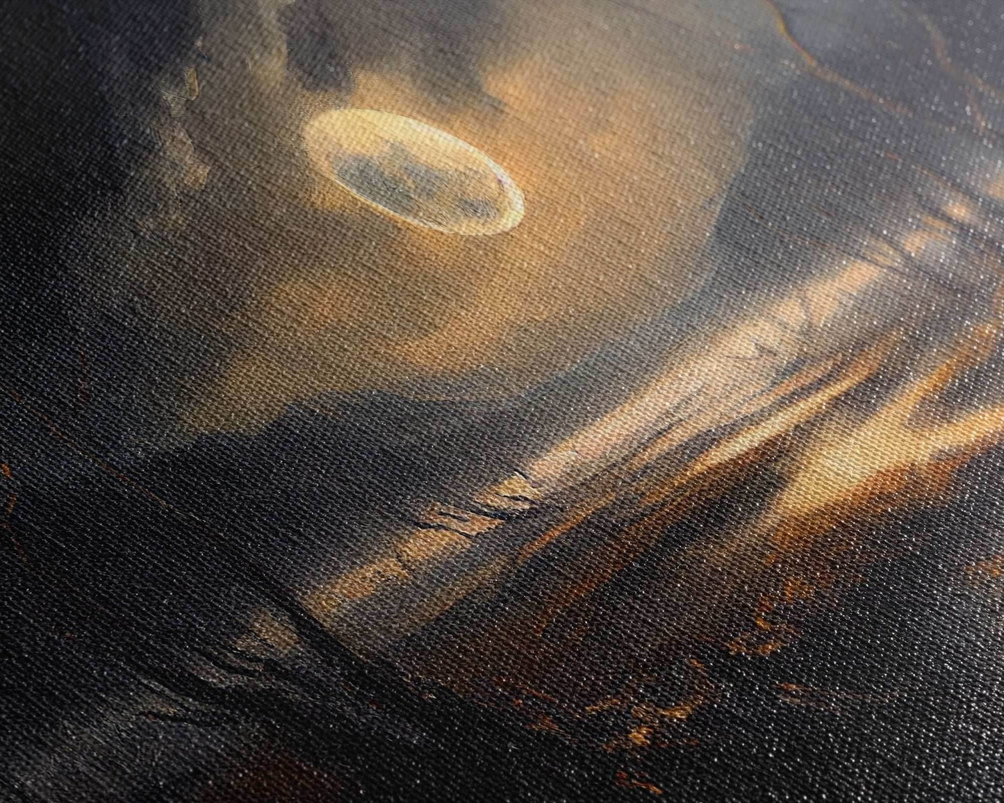 Midnight In The Swamp, Framed Canvas Print, Fantasy Art Canvas, Wall Art, Game Room Art, Full moon - 10x20 Inches / Gallery Wrap Canvas - Ready To Hang