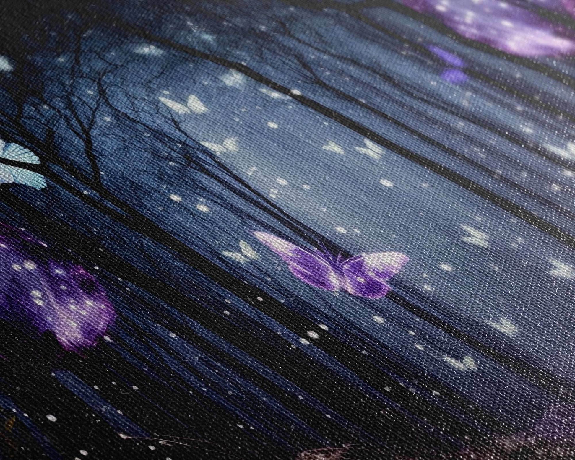 Glowing Butterflies, Framed Canvas Print, Fantasy Decor, High Fantasy Canvas Art, Fairy Forest - 10x20 Inches / Gallery Wrap Canvas - Ready To Hang