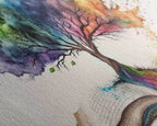 Tree of Knowledge, Framed Wall Art, Canvas Print, Watercolor, Huge Wall Art, Gift, Living Room Art, Fantasy Decor - 10x20 Inches / Gallery Wrap Canvas - Ready To Hang