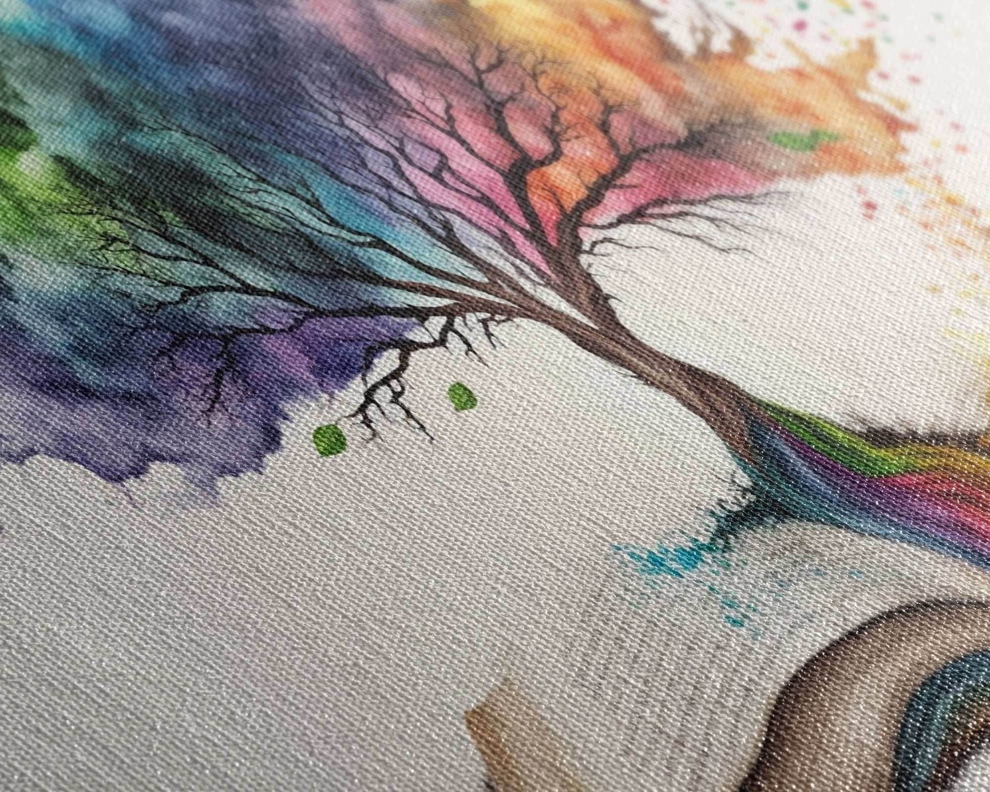 Tree of Knowledge, Framed Wall Art, Canvas Print, Watercolor, Huge Wall Art, Gift, Living Room Art, Fantasy Decor - 10x20 Inches / Gallery Wrap Canvas - Ready To Hang