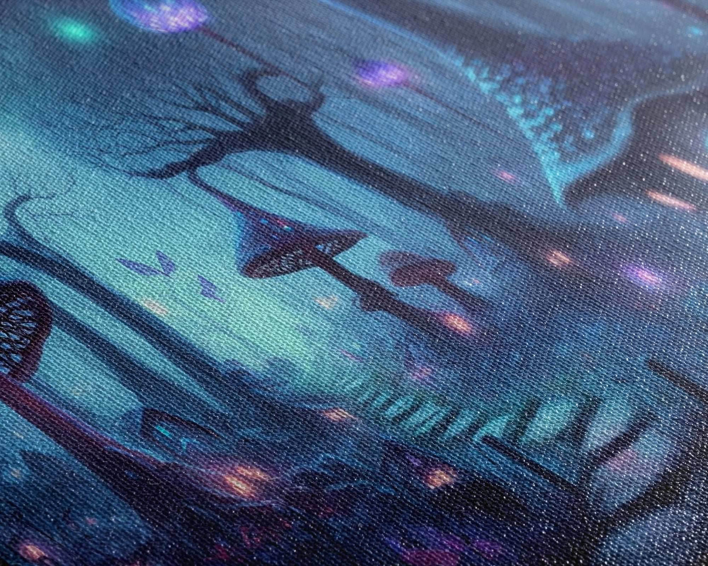 Magical Mushroom Fantasy Forest Wall Art, Framed Canvas Print, Game Room Art, Fantasy Decor - 10x20 Inches / Gallery Wrap Canvas - Ready To Hang