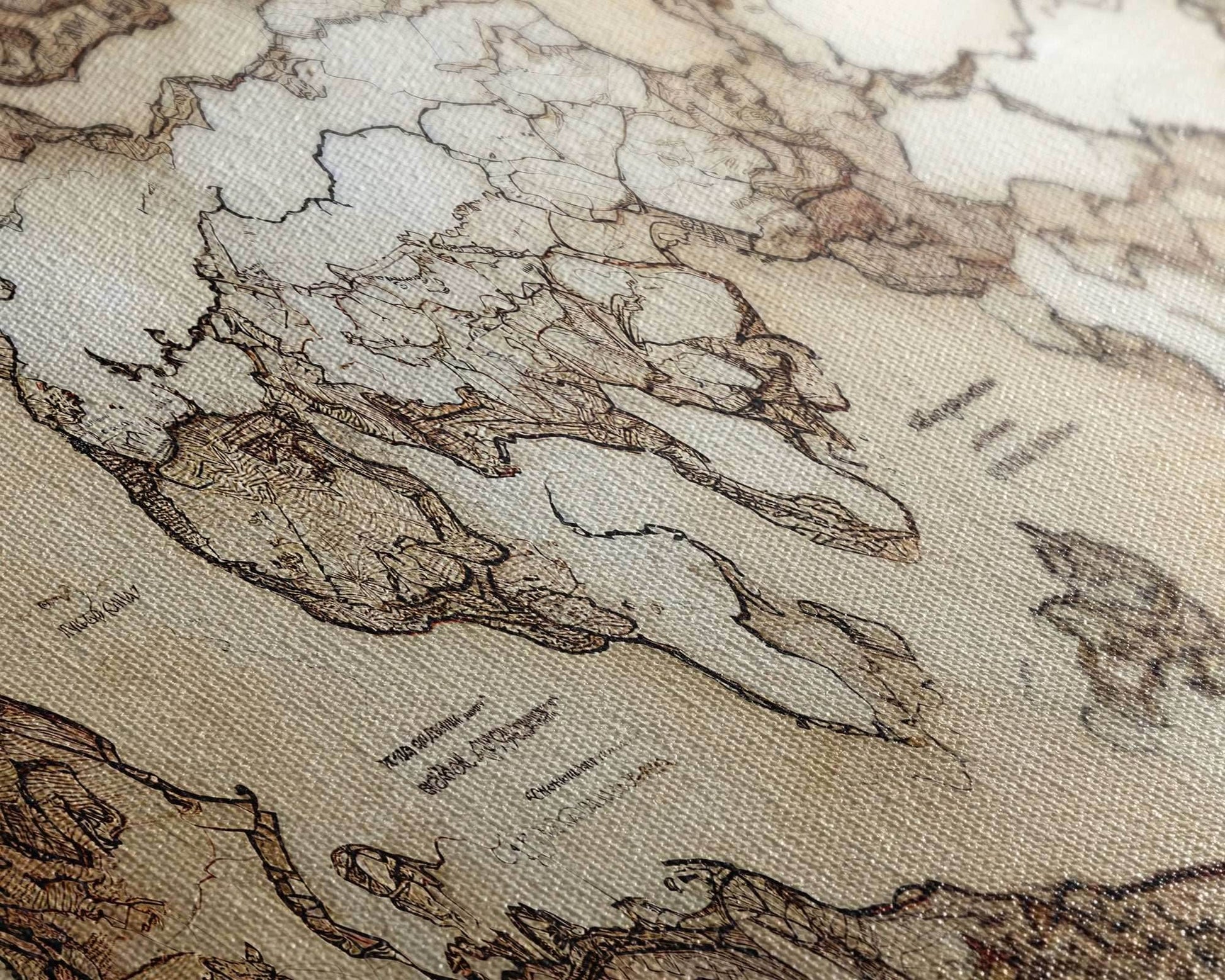 Abstract fantasy world map, canvas print, middle earth style, wall art for nerds like me - 10x20 Inches / Gallery Wrap Canvas - Ready To Hang