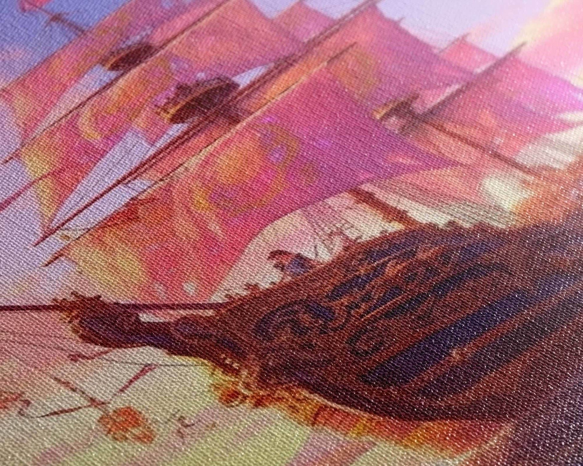 Gothic Pirate Ship at Sunset, Framed Canvas Print, Fantasy Wall Art, Wall Decor, Pirate Wal Art, Gift For Him, Kid's Room Art - 8x12 Inches / Gallery Wrap Canvas - Ready To Hang